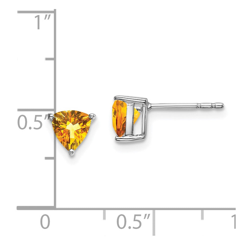 14k White Gold Trillion Citrine Earrings