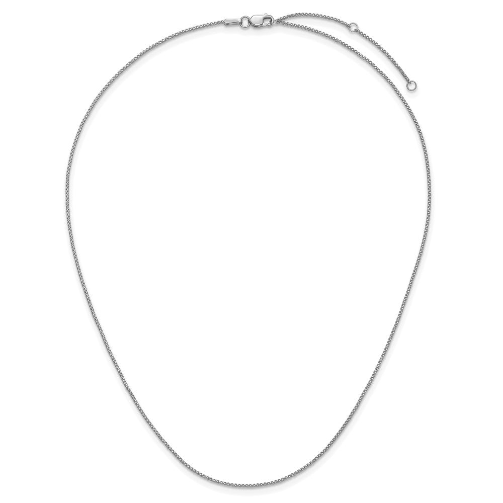 14K White Gold 1mm D/C Spiga 1in+1in Adjustable Chain
