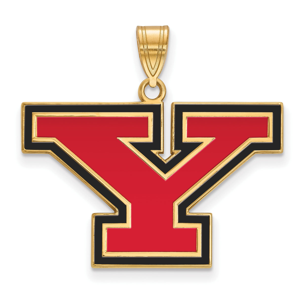 Sterling Silver w/ 14K Yellow Gold-Plated Official Licensed Collegiate Youngstown State U Large Enamel Pendant