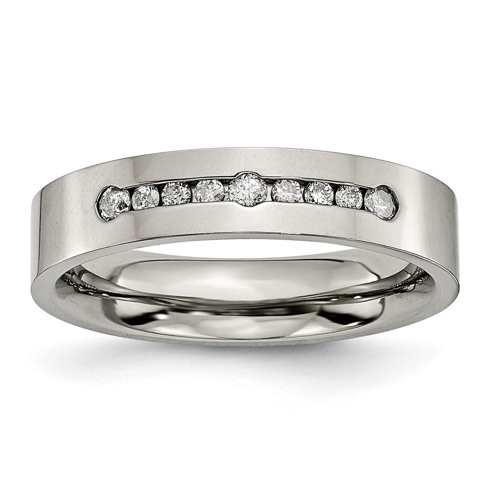 Titanium Polished 1/4ct tw. Diamond 6mm Band