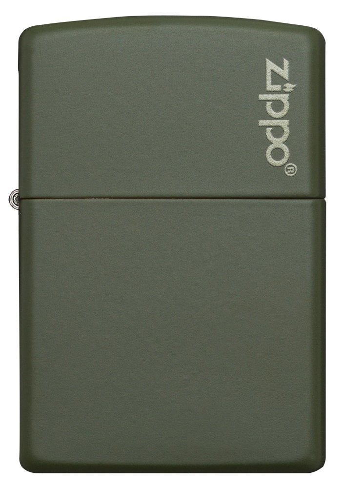 Zippo Green Matte Logo Pocket Lighter