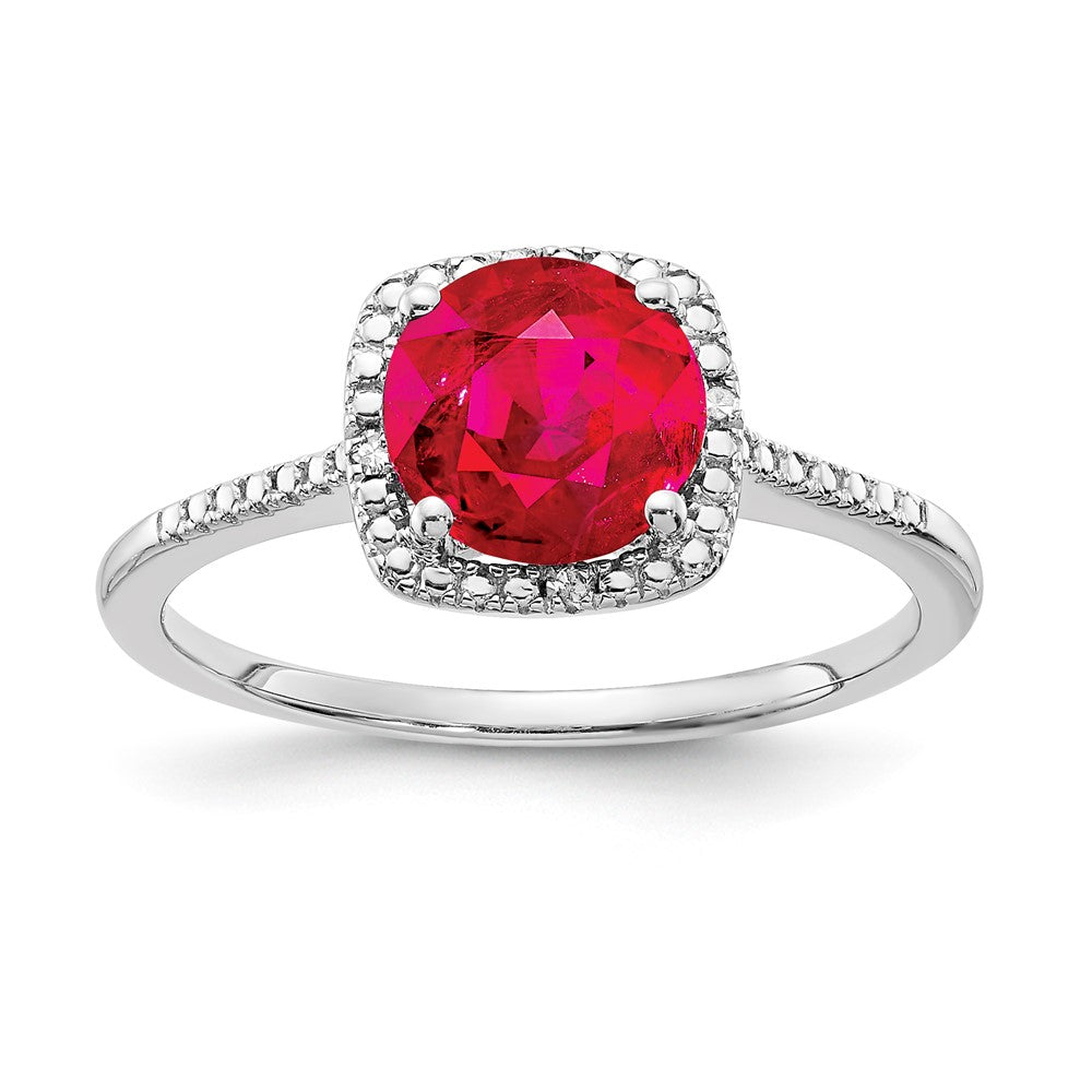 Sterling Silver CR Ruby & Diamond Ring