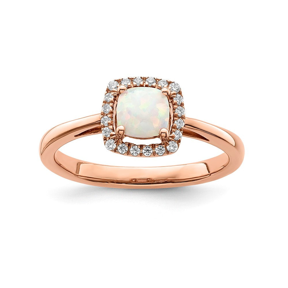 SS ANT Created Opal and Diamond Ring