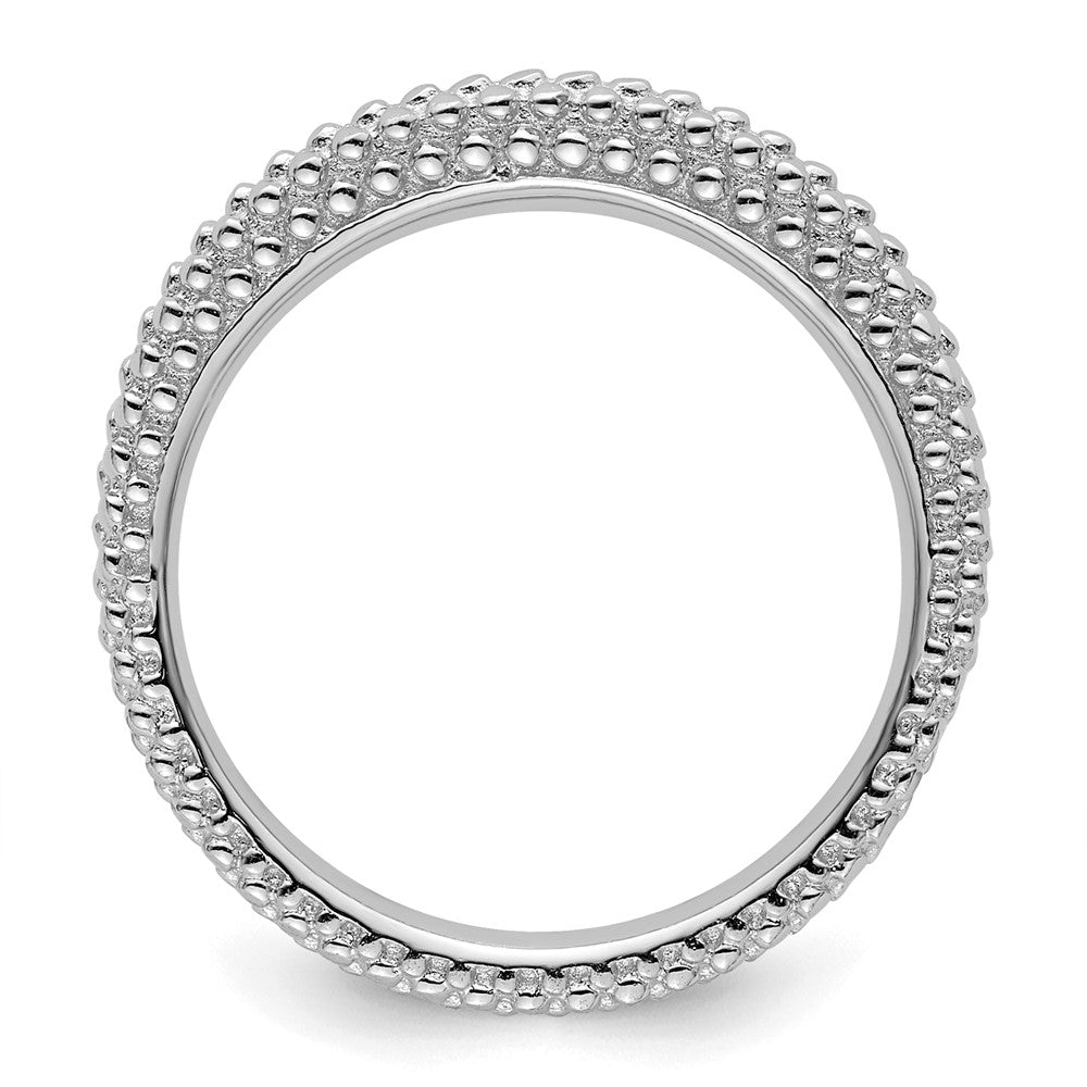 Sterling Silver Stackable Expressions Rhodium-plated Domed Ring Size -5
