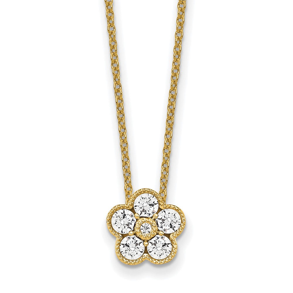 True Origin 14k 1/2 carat Lab Grown Diamond VS DEF 18 inch Floral Pendant Necklace
