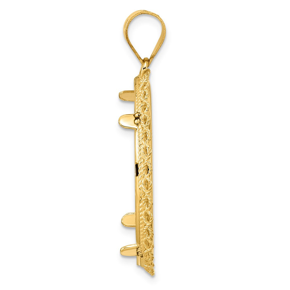 14k Polished Double Rope with 27.0mm Prong Coin Bezel Pendant