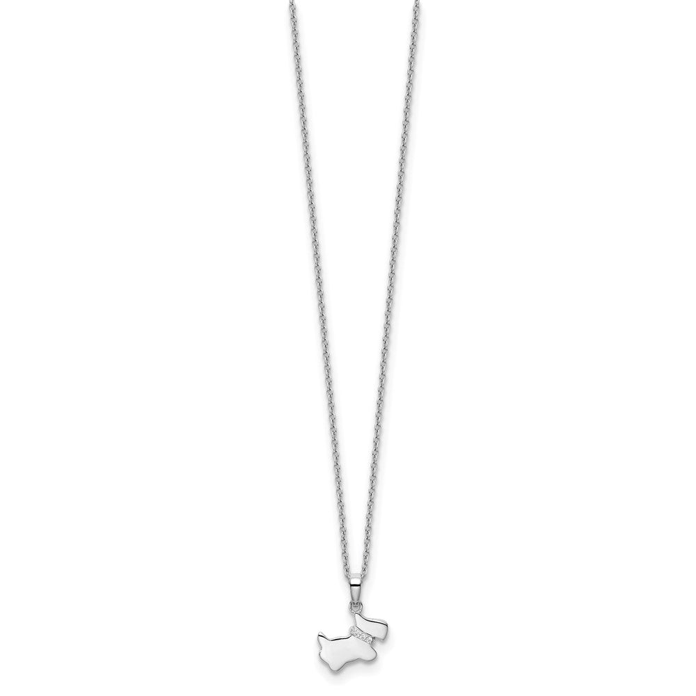 White Ice Sterling Silver Rhodium-plated 18 Inch Diamond Dog Necklace with 2 Inch Extender 18 Inches