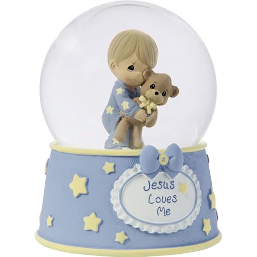 Precious Moments, Jesus Loves Me, Resin/Glass Snow Globe, Boy, Musical, 132103