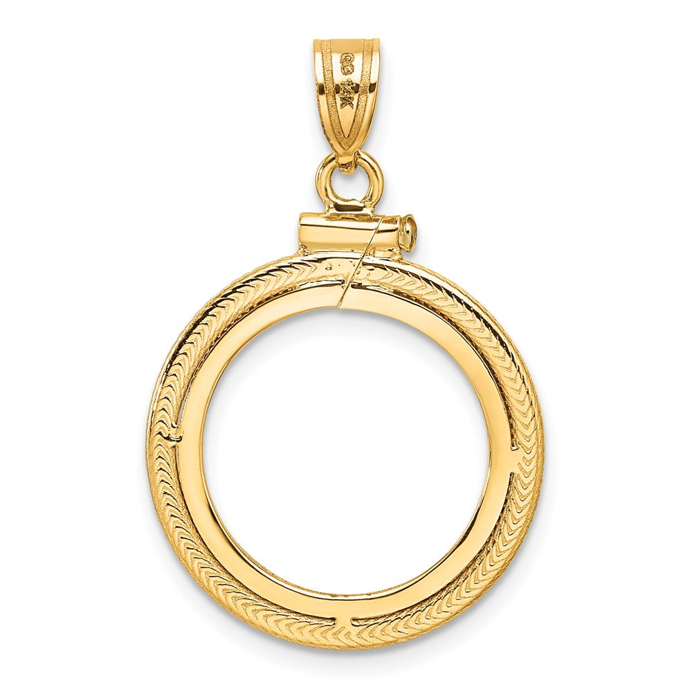 Wideband Distinguished Coin Jewelry 14k Polished Foxtail Chain 16.5mm x 1.35mm Screw Top Coin Bezel Pendant