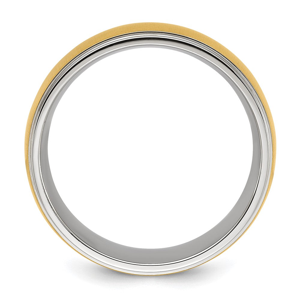 Chisel Stainless Steel Polished with Brushed Yellow IP-plated Center 8mm Band Size - 12