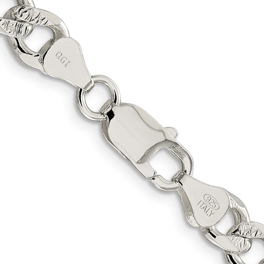 Sterling Silver 7.5mm Pav‚ Curb Chain 26 Inches