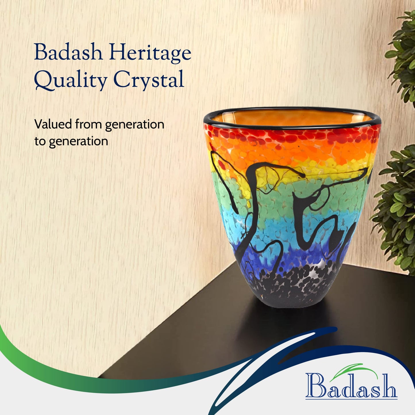 Murano Style Mouth Blown Art Glass Allura Multicolor 7" Vase By Badash