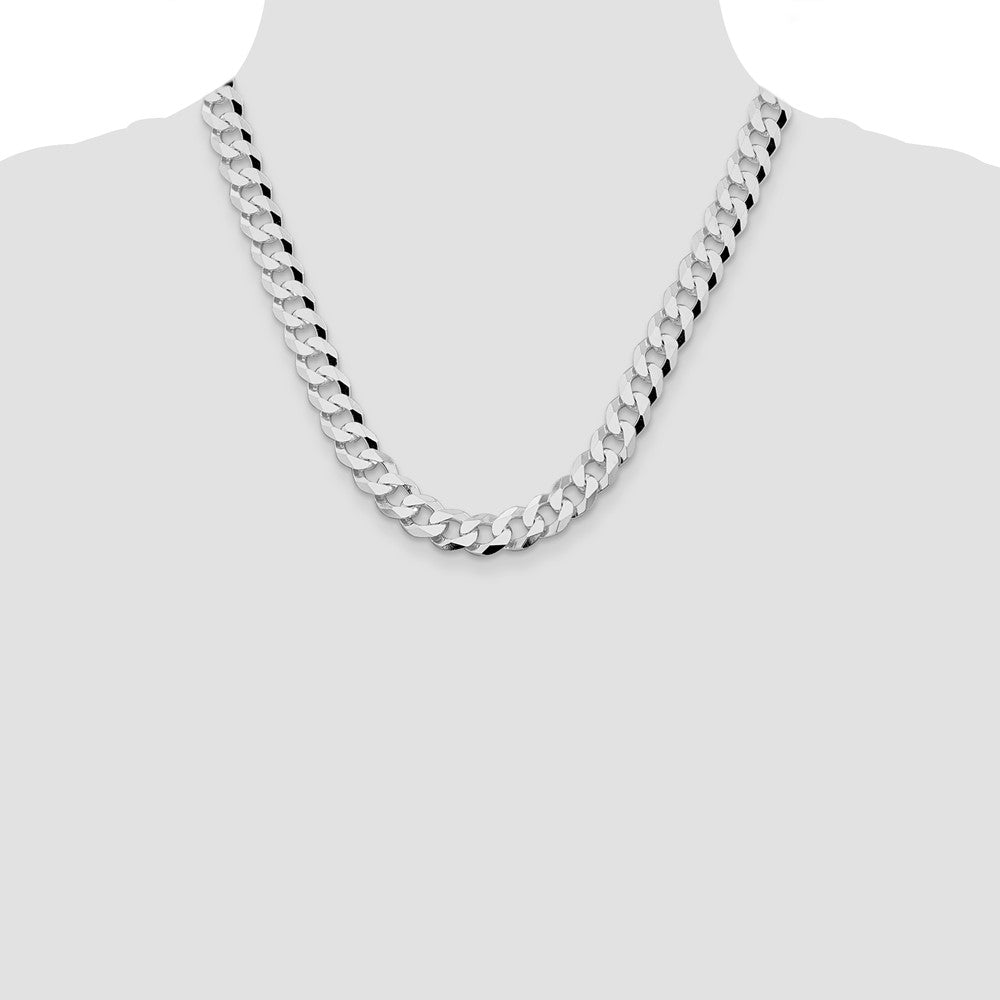 Sterling Silver Rhodium-plated 10.6mm Beveled Curb Chain 20 Inches