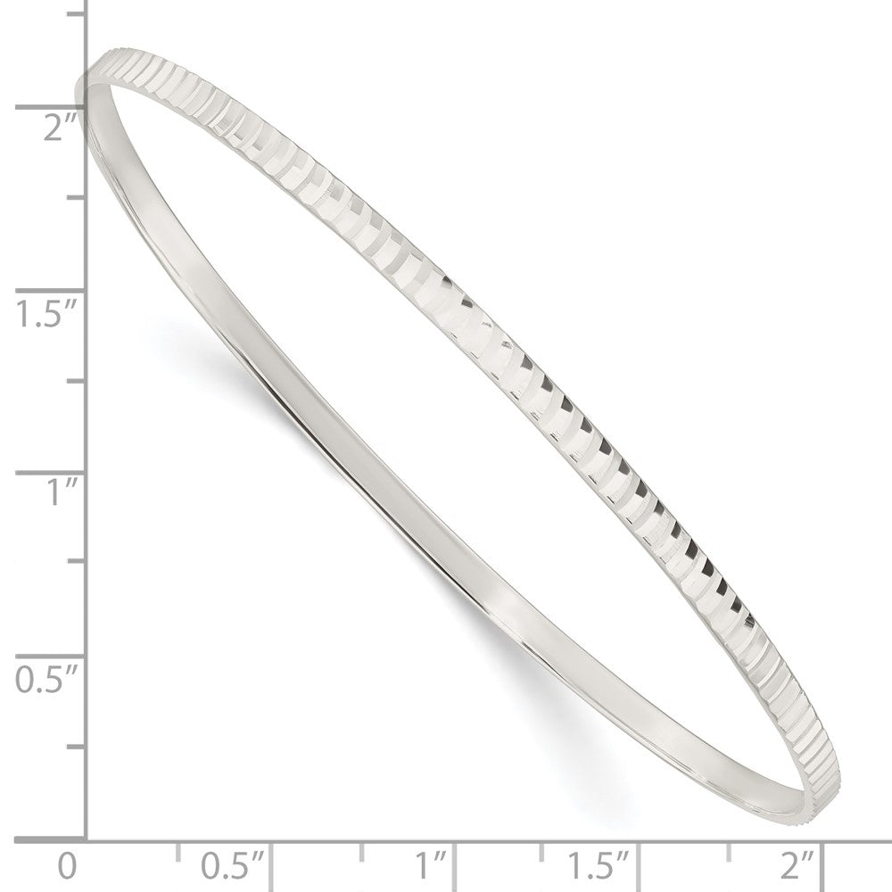 Sterling Silver Diamond Cut Slip-on Bangle 8 inches