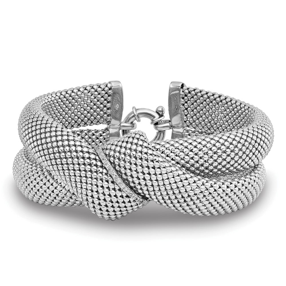 Sterling Silver Rhodium-plated CZ Knot Bracelet