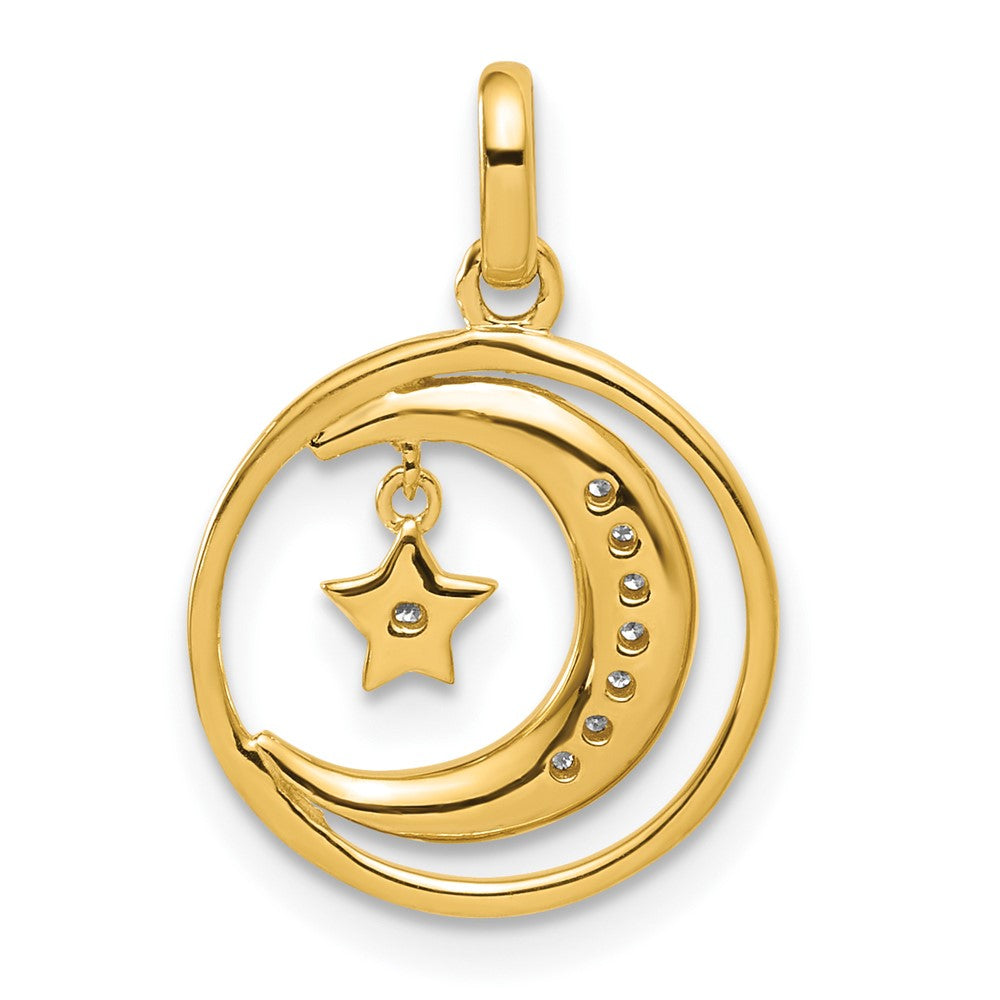 10ky Diamond Moon & Stars Pendant