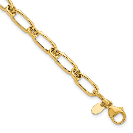 14K Polished Fancy Link Bracelet 7.5  inches