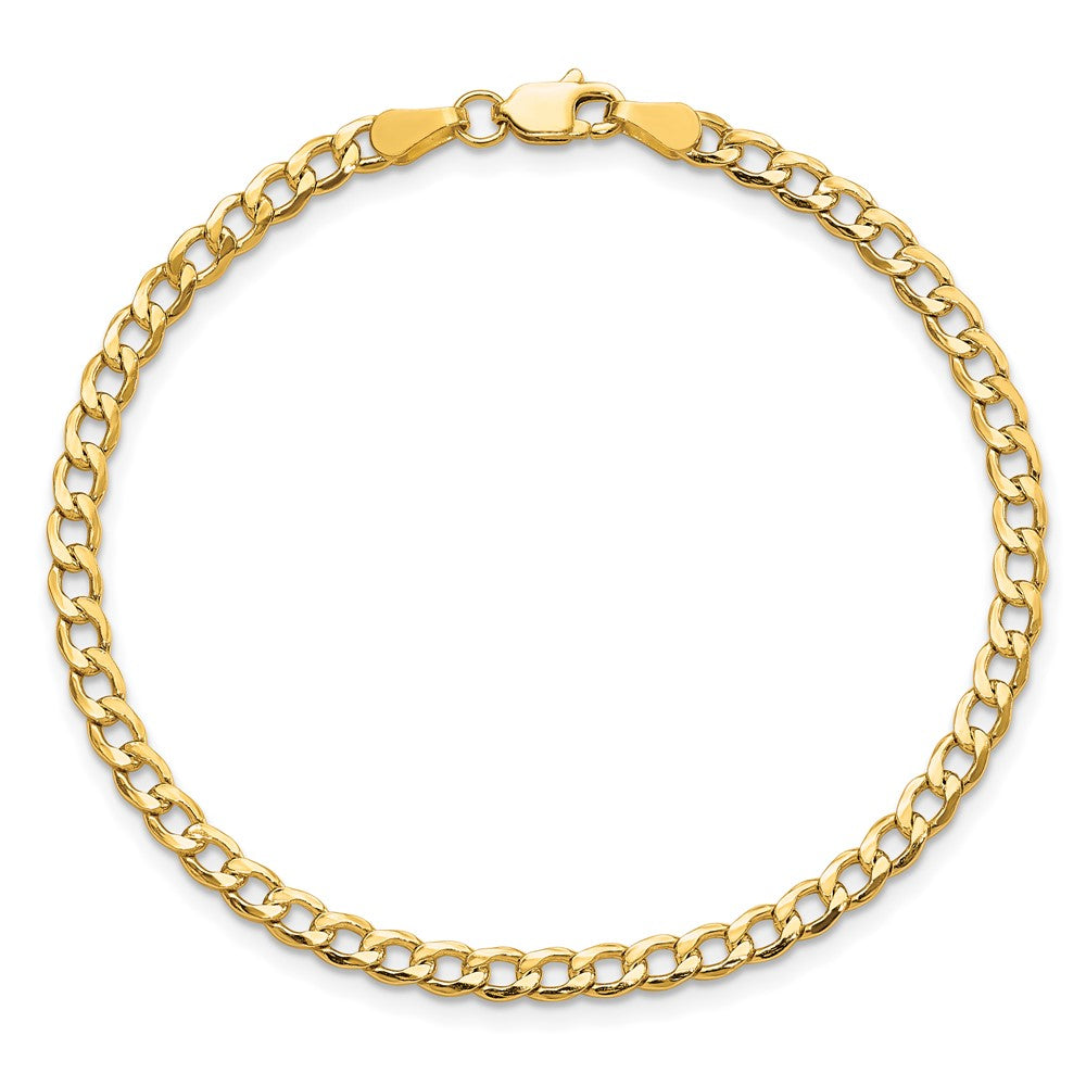 10k 3.35mm CUT Semi-Solid Curb  Length = 5.75 Inch Lobster Clasp