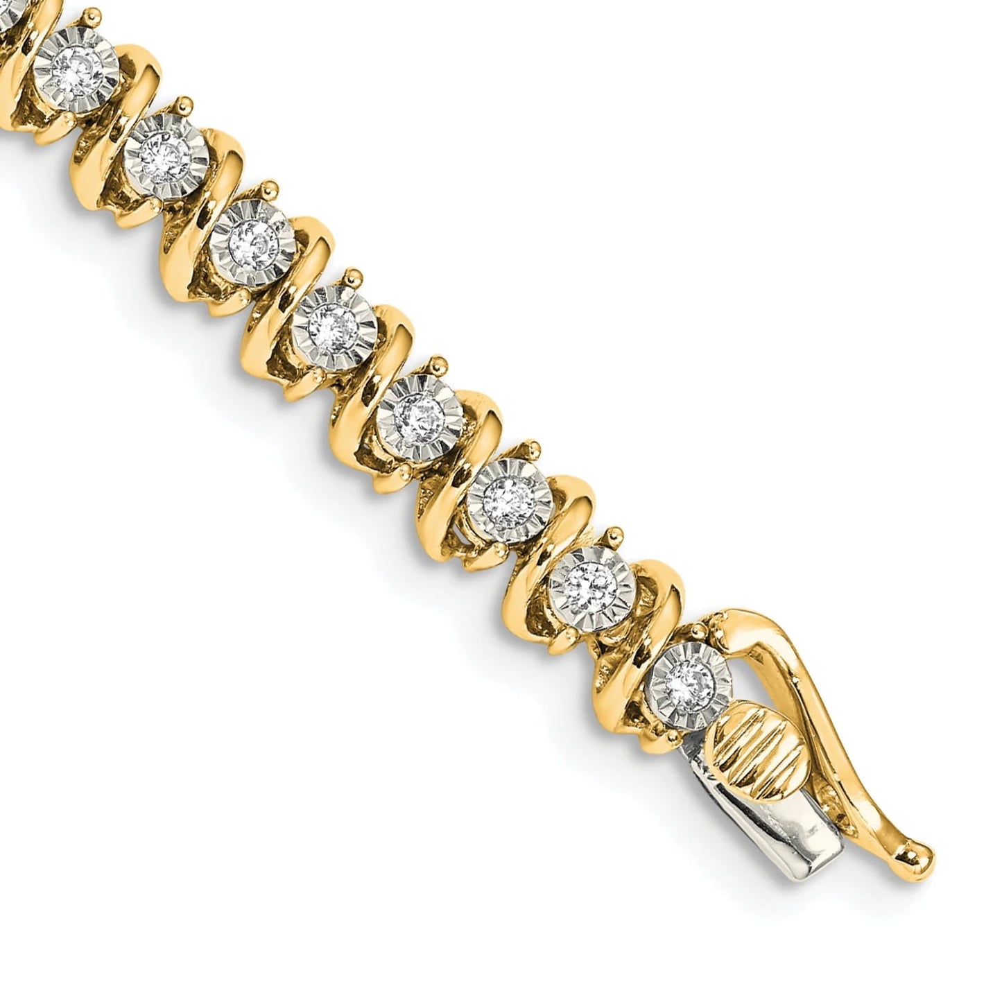 14k 7/8 carat Lab Grown Diamond VS/SI+ G+ Complete 7.5 inch Fancy Tennis Bracelet