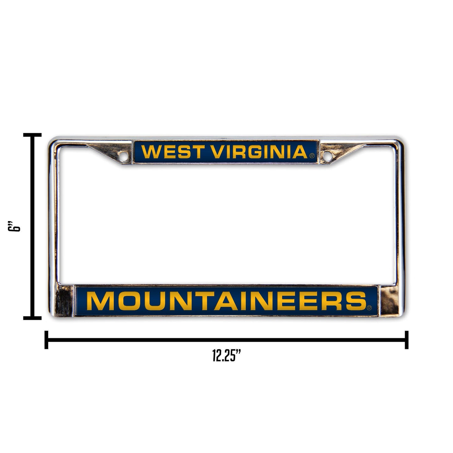 Collegiate W. Virginia U Blue Laser Chrome Acrylic License Plate Frame QGC7009