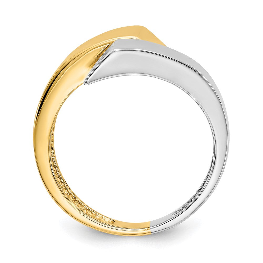 14k Two-tone Square Overlapping Ring Size 7
