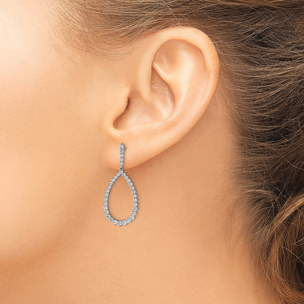 True Origin 14K White Gold 1 1/2 carat Lab Grown Diamond VS+ F+ Complete Dangle Hoop Earrings