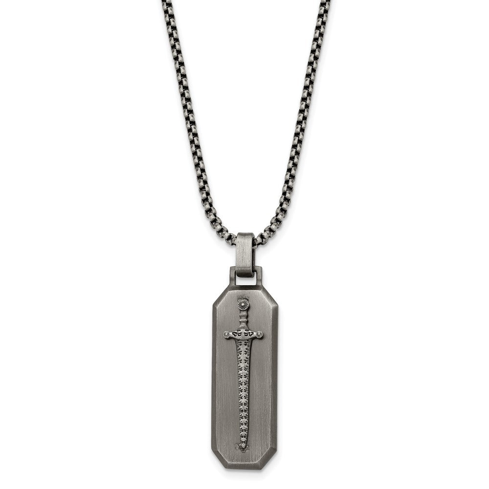 Stainless Steel Brushed Sword 24in Necklace