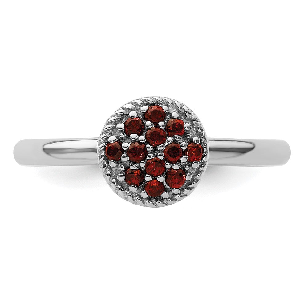 Sterling Silver Stackable Expressions Garnet Rhodium Ring Size -7