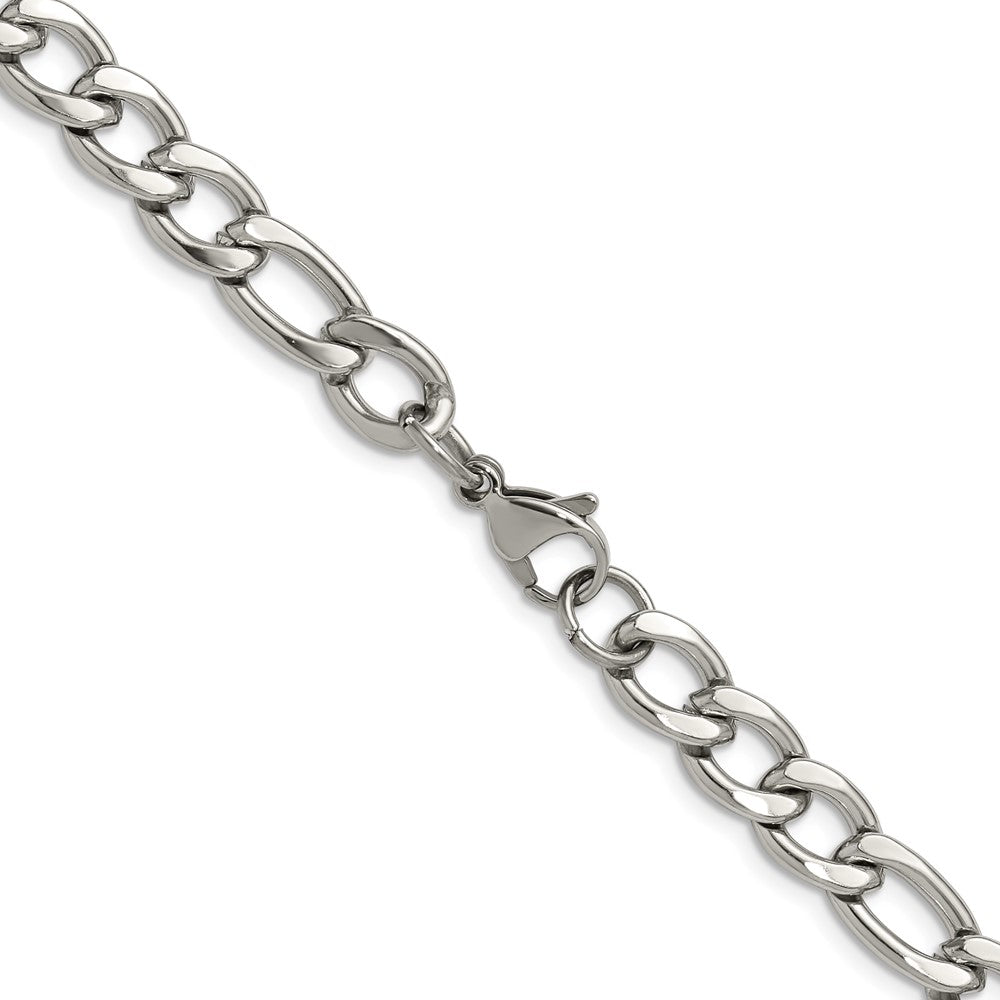 Chisel Stainless Steel Polished 7.5mm 20 inch Figaro Chain