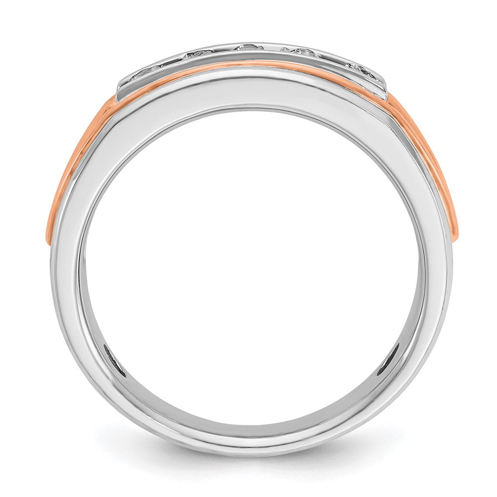 IBGoodman 14k Rose and White Gold Men's Polished Cut-Out 5-Stone 1/2 Carat AA Quality Diamond Ring