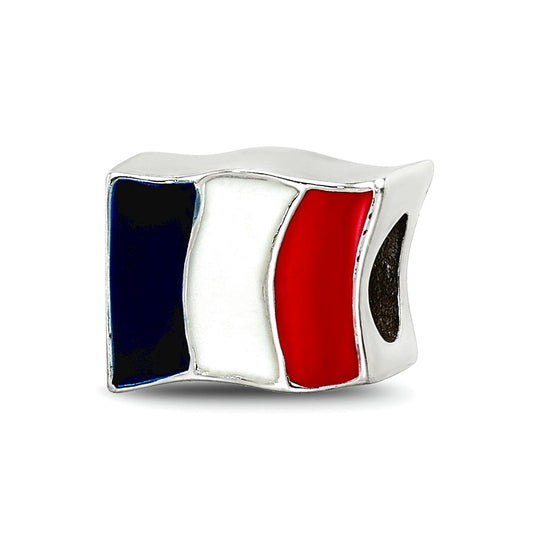 Sterling Silver Reflections Enameled France Flag Bead