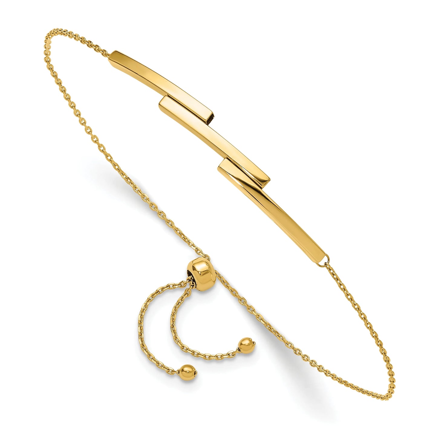 14K Polished Bar Adjustable Bracelet