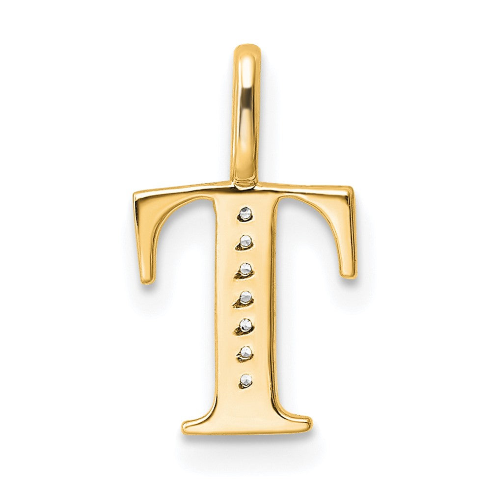 10K Diamond Letter T Initial Pendant