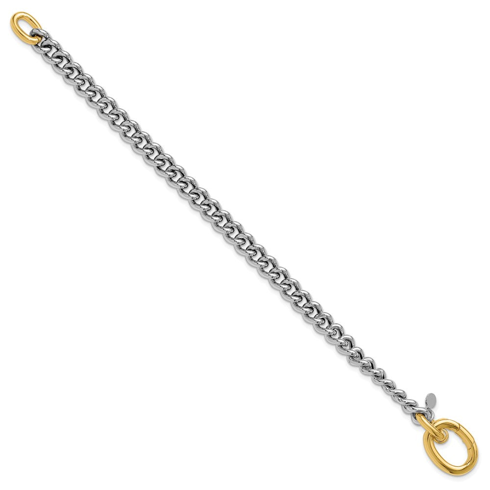 Sterling Silver Rhodium and Gold-plated with Curb Link Bracelet 7.5  inches