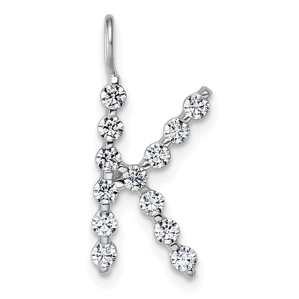 True Origin 14k White Gold 3/8 carat Lab Grown Diamond VS DEF Alphabet K Pendant