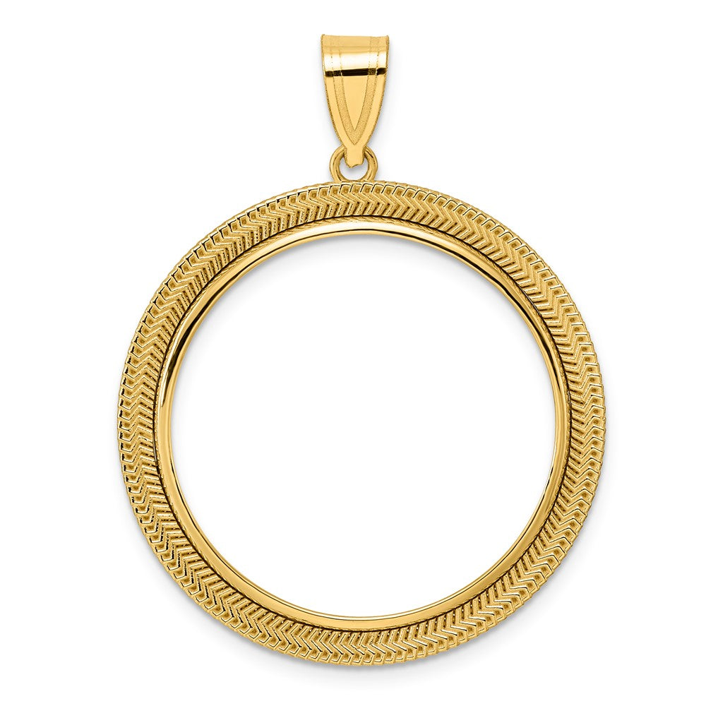 14k Polished Layered with 27.0mm Prong Coin Bezel Pendant