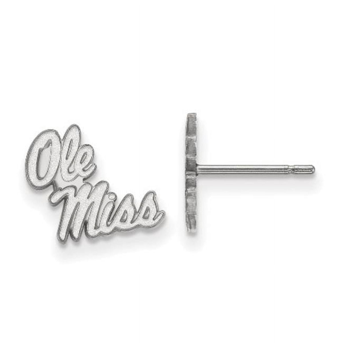 Sterling Silver Rhodium-plated LogoArt University of Mississippi Ole Miss Extra Small Post Earrings Q-SS049UMS
