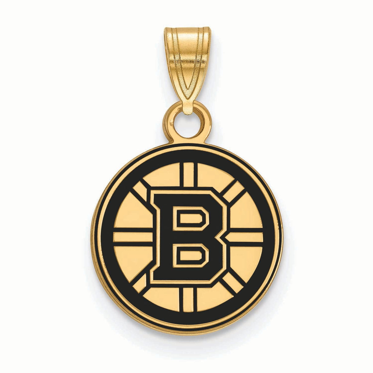 Sterling Silver Gold Plated NHL LogoArt Boston Bruins Sm. Enamel Pendant