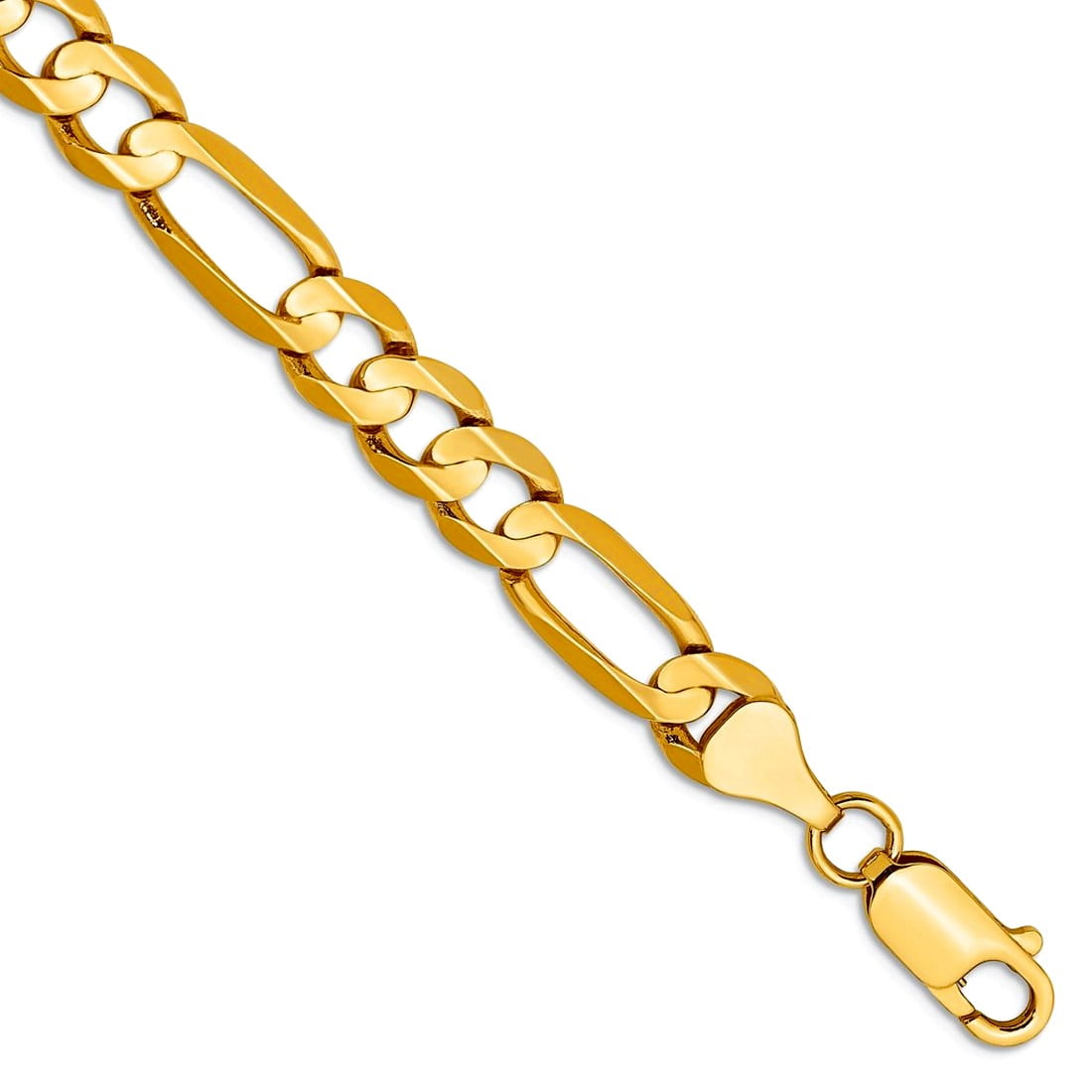 14K 8 inch 6.75mm Concave Open Figaro with Lobster Clasp Bracelet