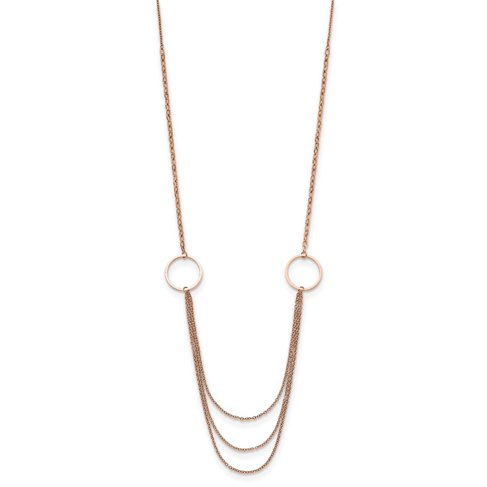 Stainless Steel Polished Rose IP-plated Multi Chain 35.5in Necklace