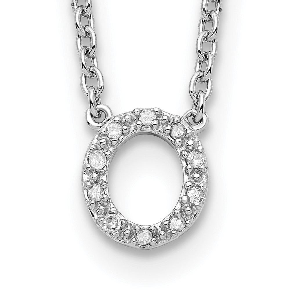 Sterling Silver Polished Diamond Initial o with 16 + 2 in ext Necklace