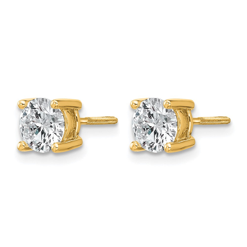 14k 1 1/2 carat Certified Lab Grown Diamond VS+ F+ Round Complete Four Prong Screwback Heavyweight Stud Earrings