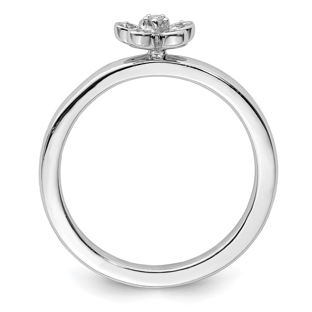 Sterling Silver Stackable Expressions Flower Diamond Ring Size -10
