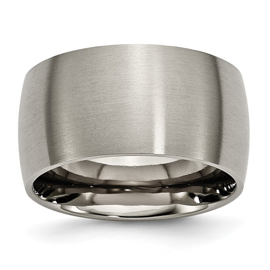 Titanium Brushed 12mm Half Round Band Size - 10