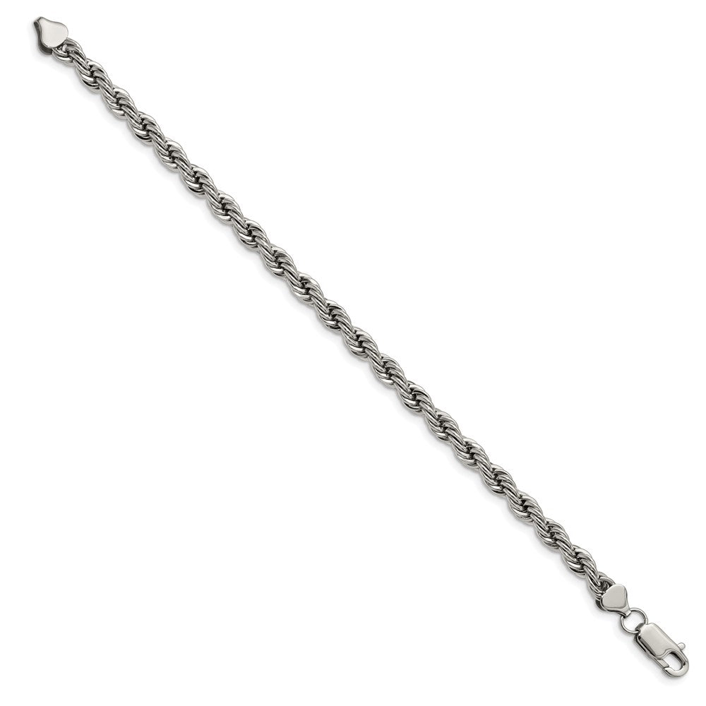 Stainless Steel Polished 6mm 9in Rope Bracelet 9 inches