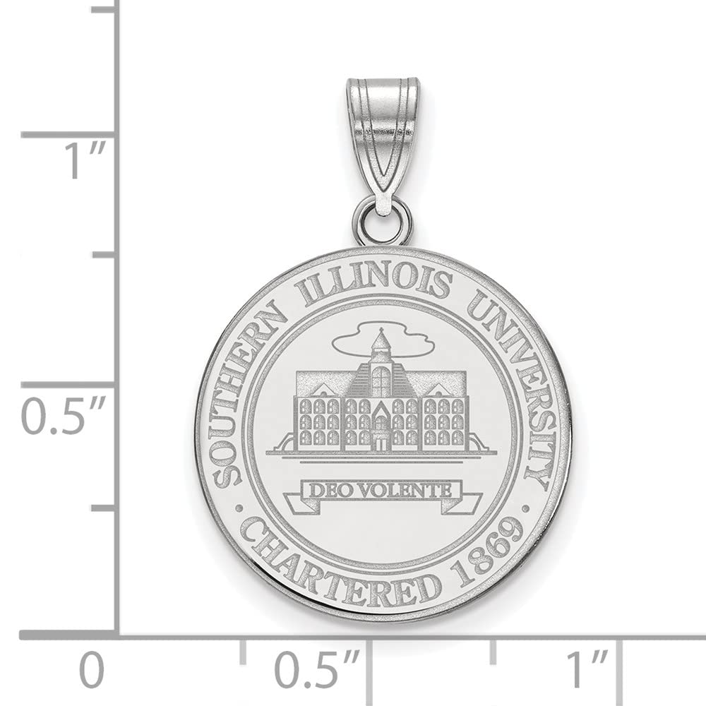 LogoArt Sterling Silver Southern Illinois University Large Crest Pendant Necklace