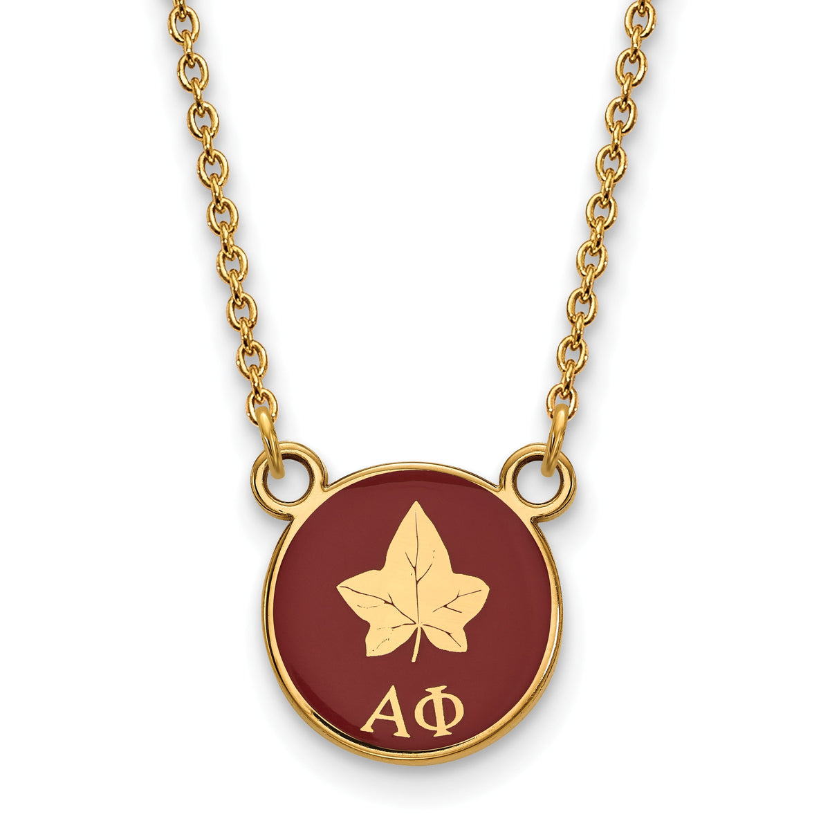 Beautiful Sterling Silver w/GP LogoArt Alpha Phi Sm Enl Pend w/Necklace