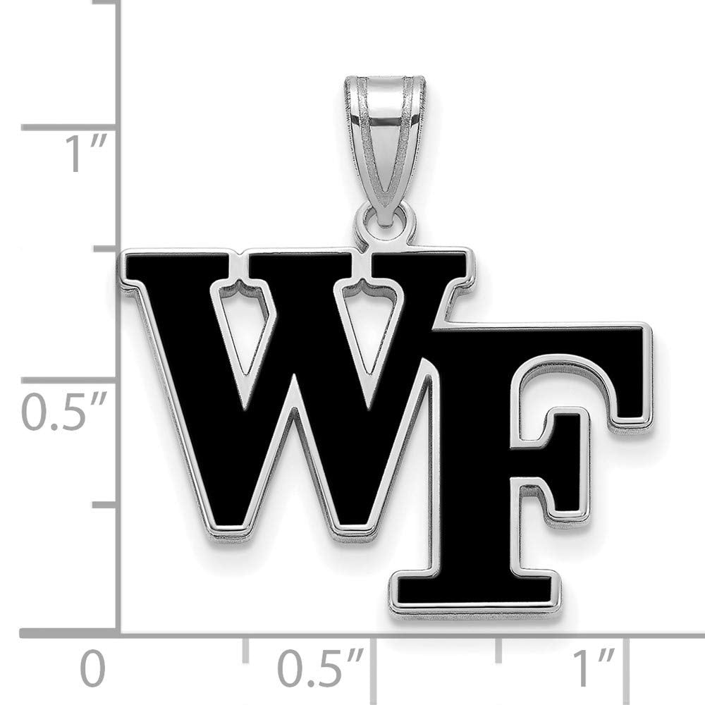 LogoArt Sterling Silver Wake Forest University Large Enamel Pendant Necklace