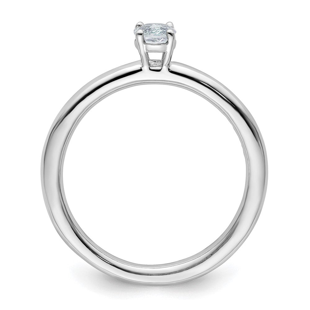 Sterling Silver Stackable Expressions Rhodium Aquamarine Ring