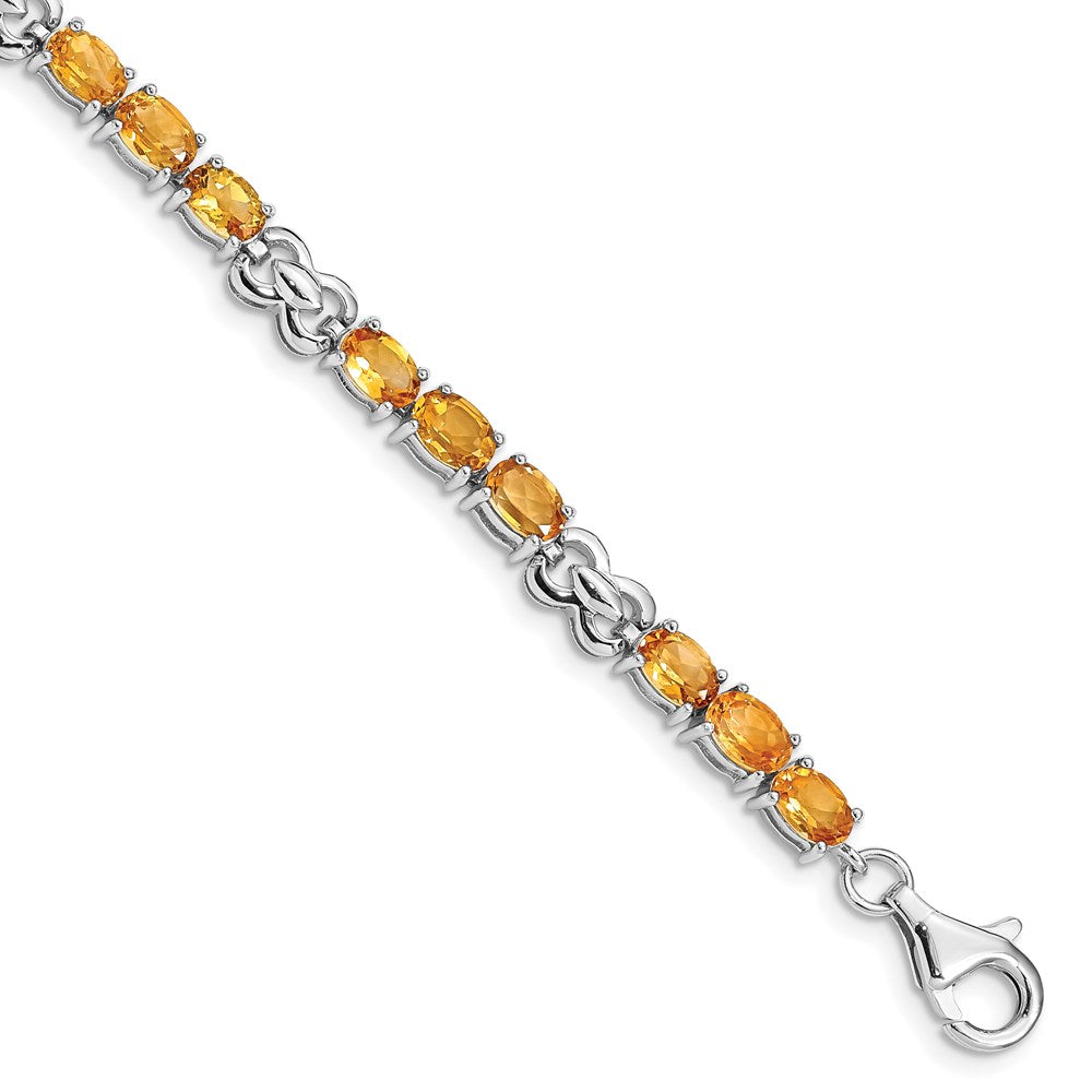 Sterling Silver Rhodium-plated Citrine Bracelet 7 inches
